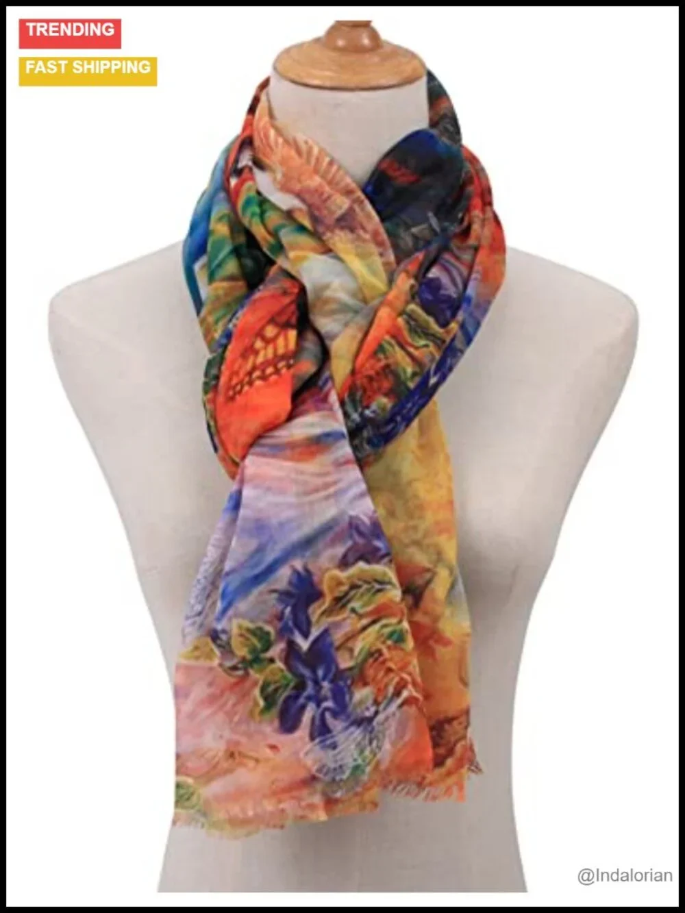 Lightweight Print Scarf Shawl Wrap for Spring Fall Winter